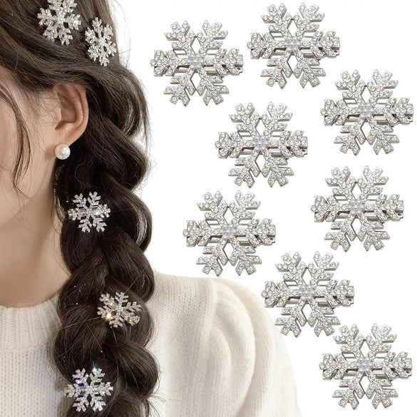 Metal Diamondencrusted Christmas Snowflake Women's Duckbill Clip Hair Accessory