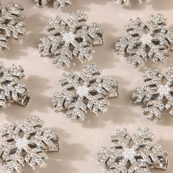 Metal Diamondencrusted Christmas Snowflake Women's Duckbill Clip Hair Accessory
