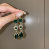 Metal Diamondencrusted Geometric Long Tassel Women's Earrings