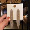 Metal Diamondencrusted Geometric Long Tassel Women's Earrings