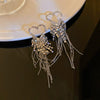 Metal Diamondencrusted Geometric Long Tassel Women's Earrings