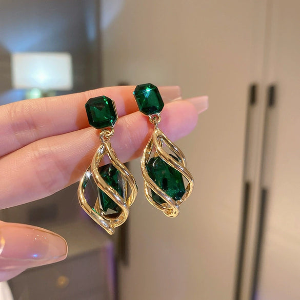 Metal Diamondencrusted Geometric Long Tassel Women's Earrings