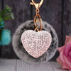 Metal Diamondencrusted Love Fur Ball Women's Car Keychain Bag Pendant