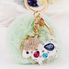 Metal Diamondencrusted Love Fur Ball Women's Car Keychain Bag Pendant