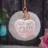 Metal Diamondencrusted Love Fur Ball Women's Car Keychain Bag Pendant