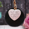 Metal Diamondencrusted Love Fur Ball Women's Car Keychain Bag Pendant