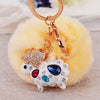 Metal Diamondencrusted Love Fur Ball Women's Car Keychain Bag Pendant