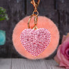 Metal Diamondencrusted Love Fur Ball Women's Car Keychain Bag Pendant