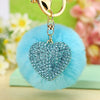 Metal Diamondencrusted Love Fur Ball Women's Car Keychain Bag Pendant