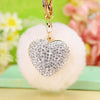 Metal Diamondencrusted Love Fur Ball Women's Car Keychain Bag Pendant