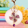 Metal Diamondencrusted Love Fur Ball Women's Car Keychain Bag Pendant