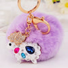 Metal Diamondencrusted Love Fur Ball Women's Car Keychain Bag Pendant