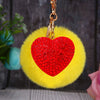 Metal Diamondencrusted Love Fur Ball Women's Car Keychain Bag Pendant