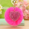 Metal Diamondencrusted Love Fur Ball Women's Car Keychain Bag Pendant