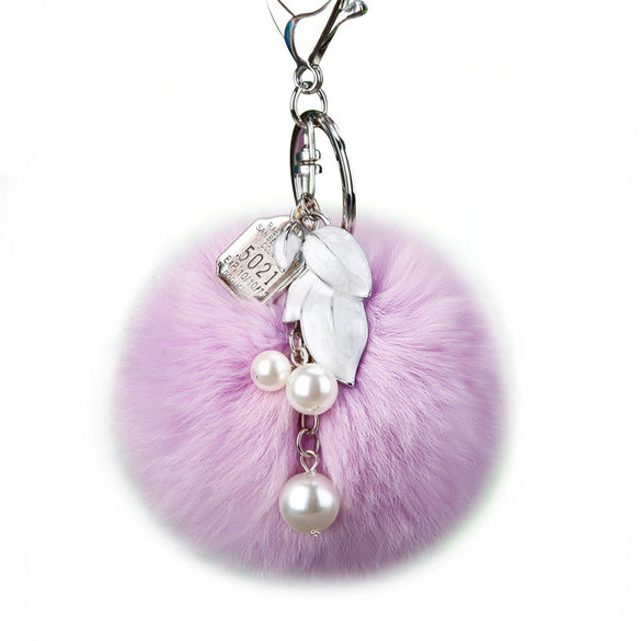 Metal Diamondencrusted Love Fur Ball Women's Car Keychain Bag Pendant