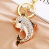 Metal Dolphin Creative Keychain With Diamond Encrusted For Women's Bags