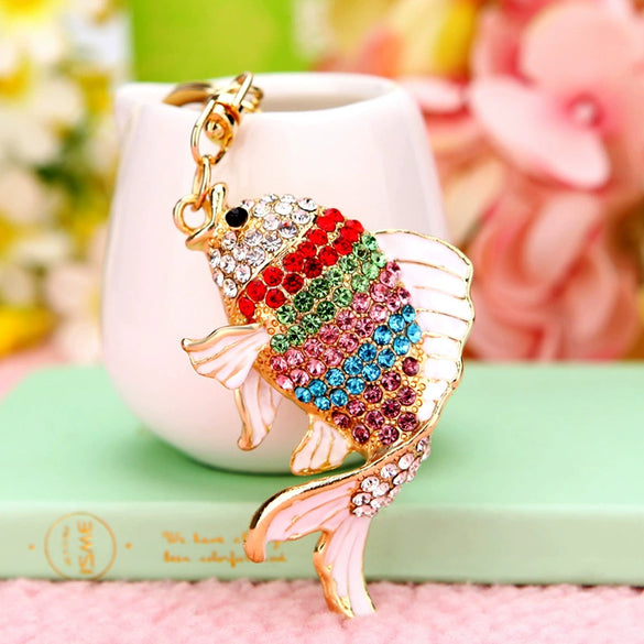Metal Dolphin Creative Keychain With Diamond Encrusted For Women's Bags