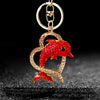 Metal Dolphin Creative Keychain With Diamond Encrusted For Women's Bags