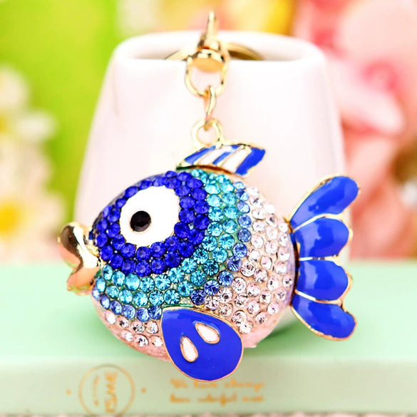 Metal Dolphin Creative Keychain With Diamond Encrusted For Women's Bags