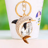 Metal Dolphin Creative Keychain With Diamond Encrusted For Women's Bags
