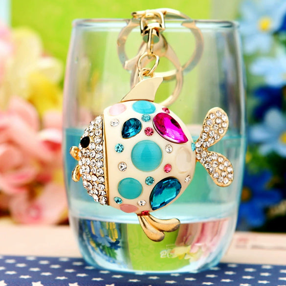 Metal Dolphin Creative Keychain With Diamond Encrusted For Women's Bags