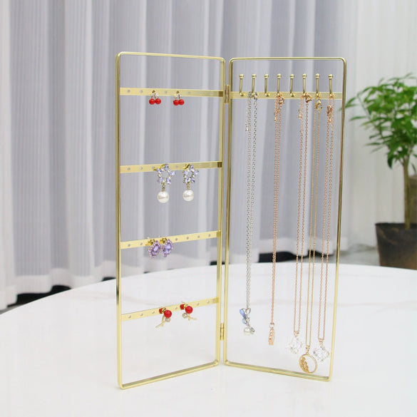 Metal Door Shape Wrought Iron Jewelry Display Rack For Earrings And Necklaces