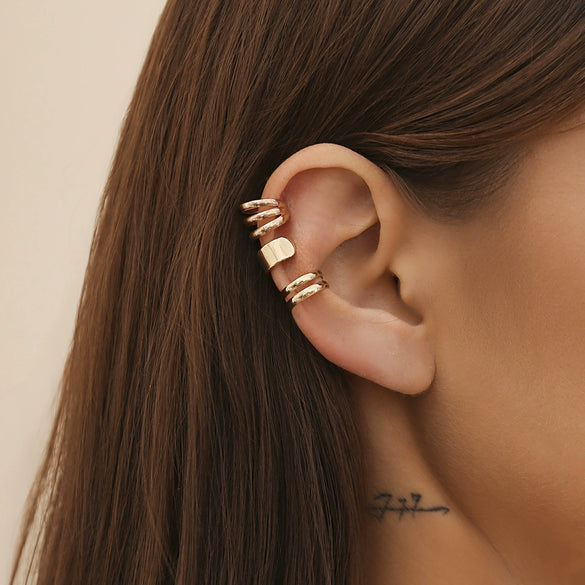 Metal Double Ring Geometric Electroplated Earrings For Women
