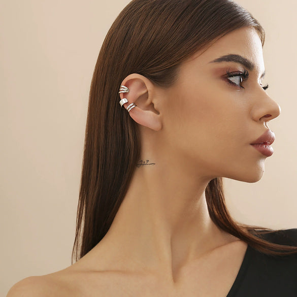 Metal Double Ring Geometric Electroplated Earrings For Women