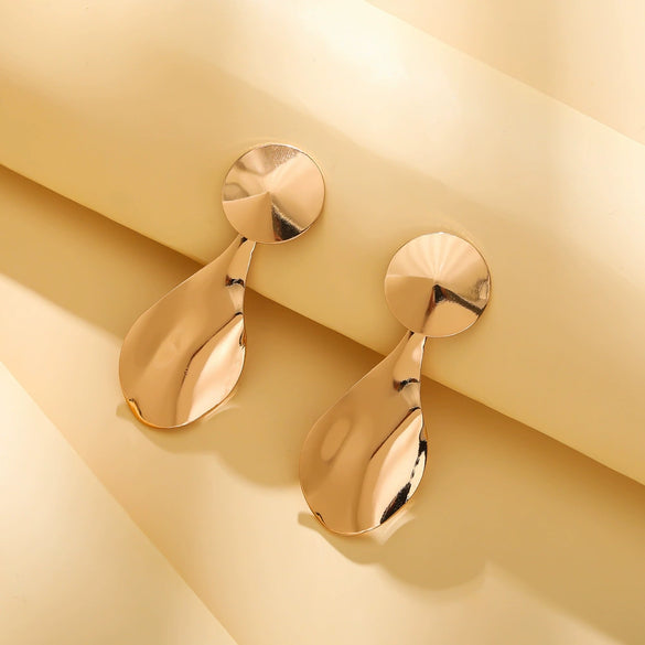 Metal Drop Shape Gold Plated Women's Earrings