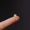 Metal Ear Bone Nail Set With Color Zircon Screw Ball Fine Needle Electroplated Flowers Piercing Earrings