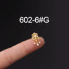 Metal Ear Bone Nail Set With Color Zircon Screw Ball Fine Needle Electroplated Flowers Piercing Earrings
