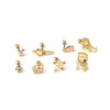 Metal Ear Bone Nail Set With Color Zircon Screw Ball Fine Needle Electroplated Flowers Piercing Earrings