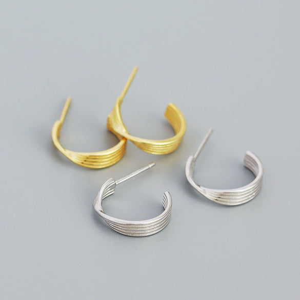 Metal Earrings S925 Sterling Silver Geometric Ctype Electroplating For Women