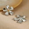 Metal Earrings Stainless Steel Big Flower Electroplated Design Women's