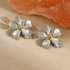 Metal Earrings Stainless Steel Big Flower Electroplated Design Women's