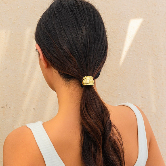 Metal Elastic Hair Ring Geometric Square Female Hair Accessories Alloy Electroplated