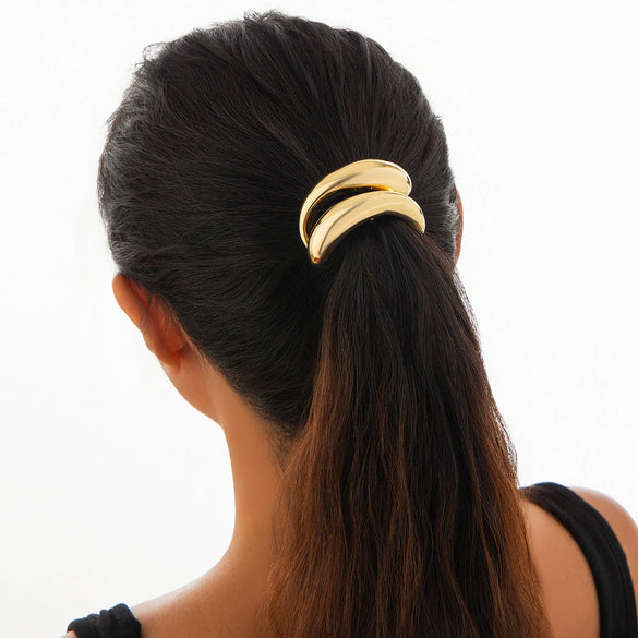 Metal Elastic Hair Ring Geometric Square Female Hair Accessories Alloy Electroplated