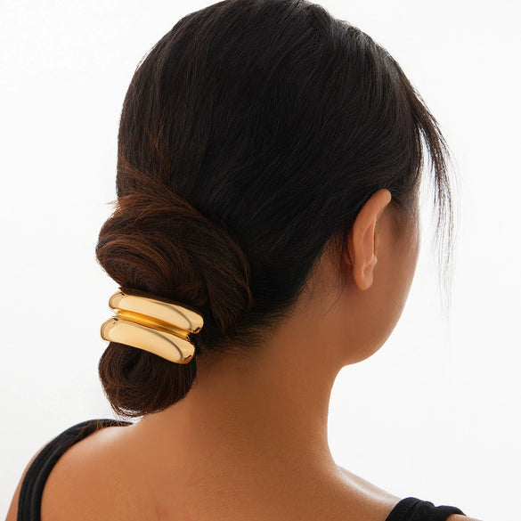 Metal Elastic Hair Ring Geometric Square Female Hair Accessories Alloy Electroplated