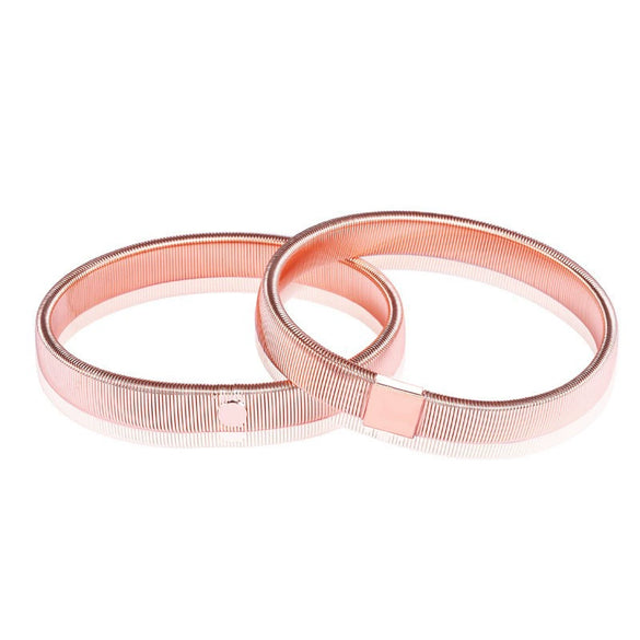 Metal Elastic Men's Bracelet With Geometric Style And Rose Gold Electroplating