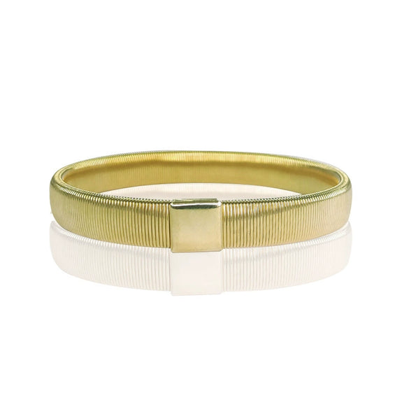 Metal Elastic Men's Bracelet With Geometric Style And Rose Gold Electroplating