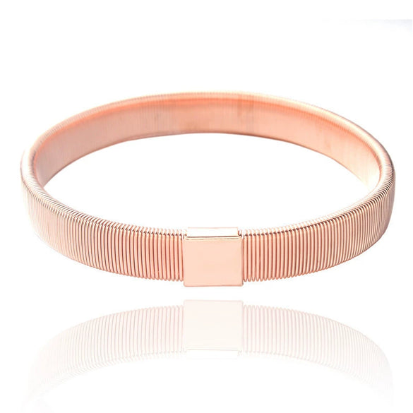 Metal Elastic Men's Bracelet With Geometric Style And Rose Gold Electroplating