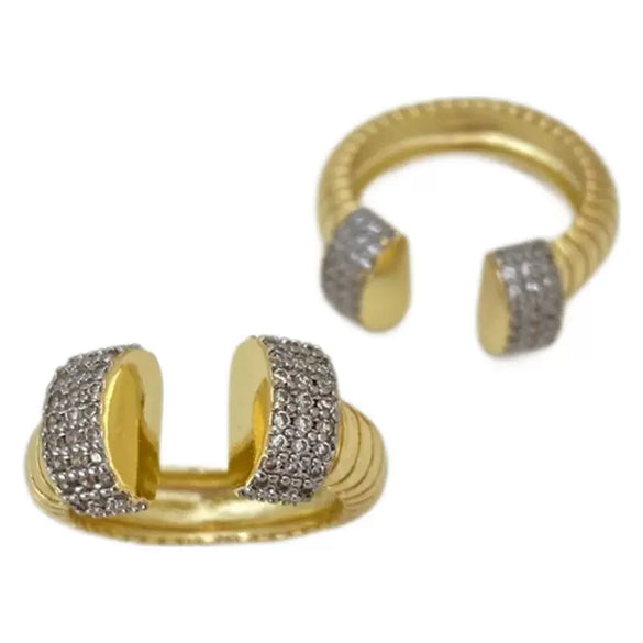 Metal Elastic Vertical Stripe Ring Bracelet Electroplated Fashion Geometric Hand Jewelry
