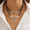 Metal Elbow Hiphop Style Geometric Relief Pendant Beaded Clavicle Necklace Alloy Electroplated