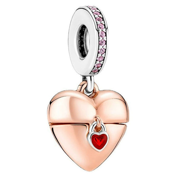 Metal Electroplated Crown Heart Pendant Loose Beads With Totem Pattern For Girls' Diy Beaded Accessories