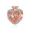 Metal Electroplated Crown Heart Pendant Loose Beads With Totem Pattern For Girls' Diy Beaded Accessories
