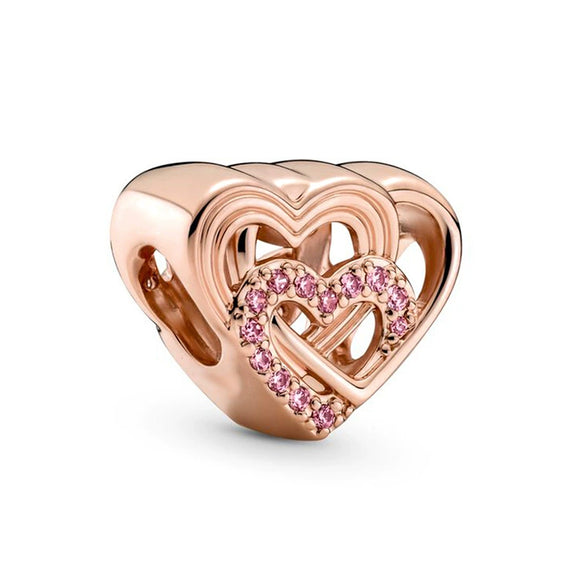 Metal Electroplated Crown Heart Pendant Loose Beads With Totem Pattern For Girls' Diy Beaded Accessories