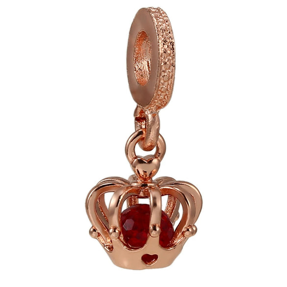 Metal Electroplated Crown Heart Pendant Loose Beads With Totem Pattern For Girls' Diy Beaded Accessories