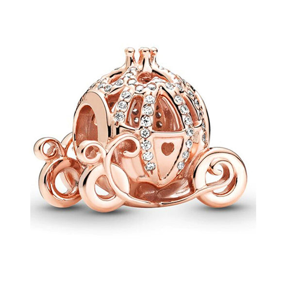 Metal Electroplated Crown Heart Pendant Loose Beads With Totem Pattern For Girls' Diy Beaded Accessories