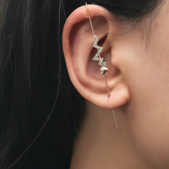 Metal Electroplated Elegant Inlaid Zircon Earrings With Stars And Letters Design