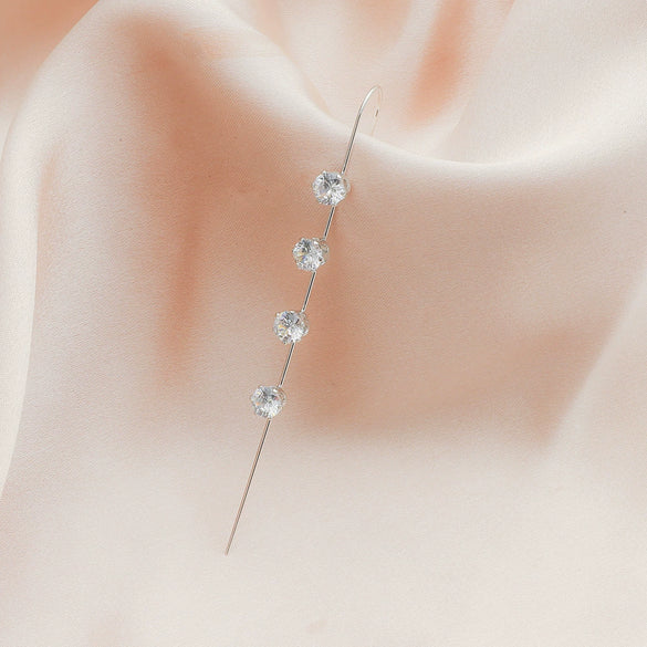 Metal Electroplated Elegant Inlaid Zircon Earrings With Stars And Letters Design
